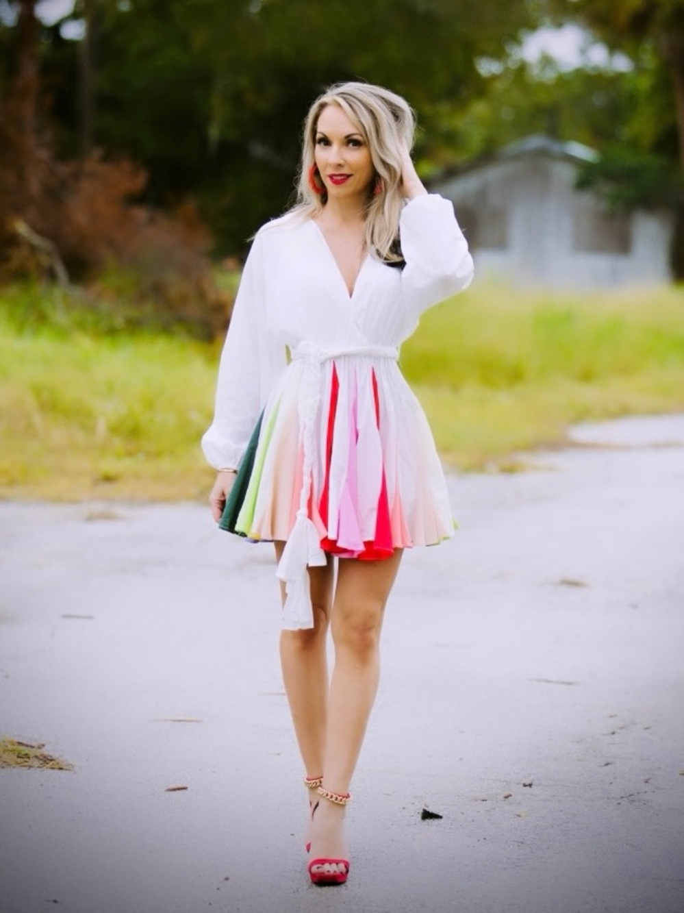 L'ATISTE White Dress with fun vibrant colors